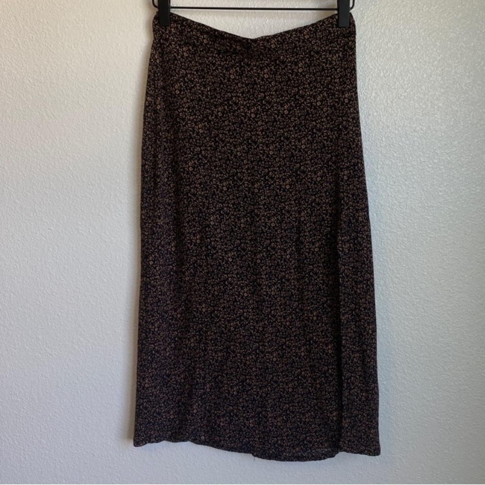 Floral Midi Skirt (Burnt Orange/Black)